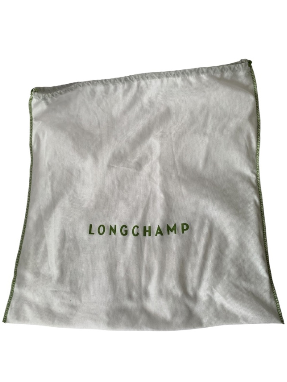 Longchamp Authentic Large White Dust Bag Green Stitched Logo Pouch 20"